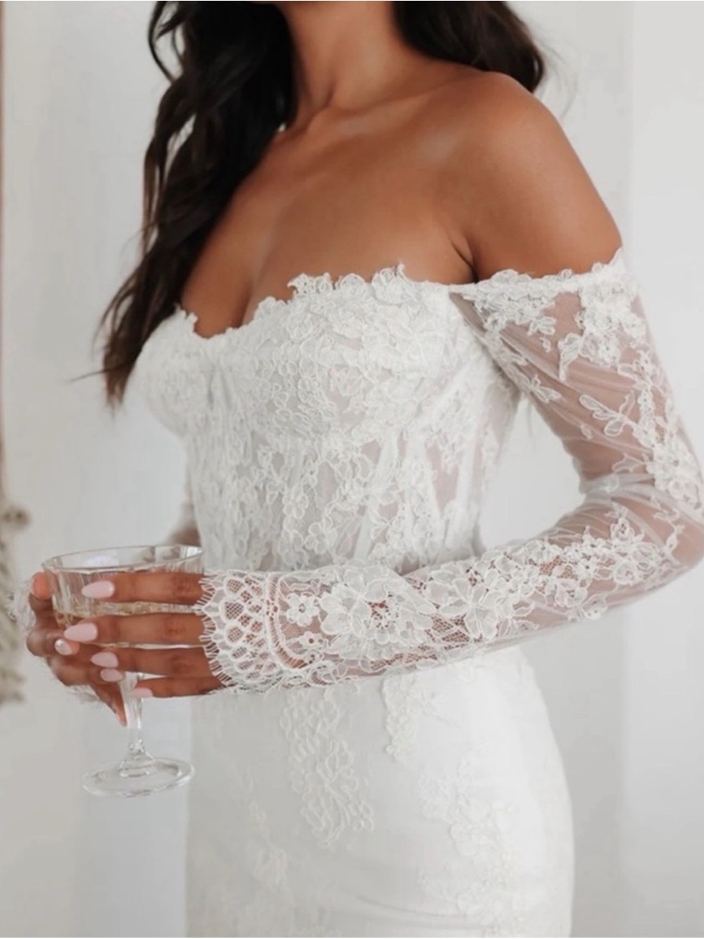 UNTAMED PETALS White Off-Shoulder Lace Mini Dress - NEVER WORN!!